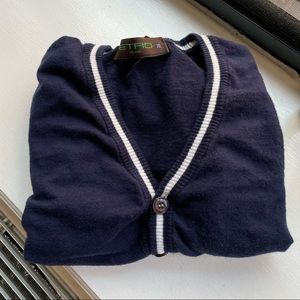 ETRO CARDIGAN COTTON/CASHMERE DARK BLUE XL